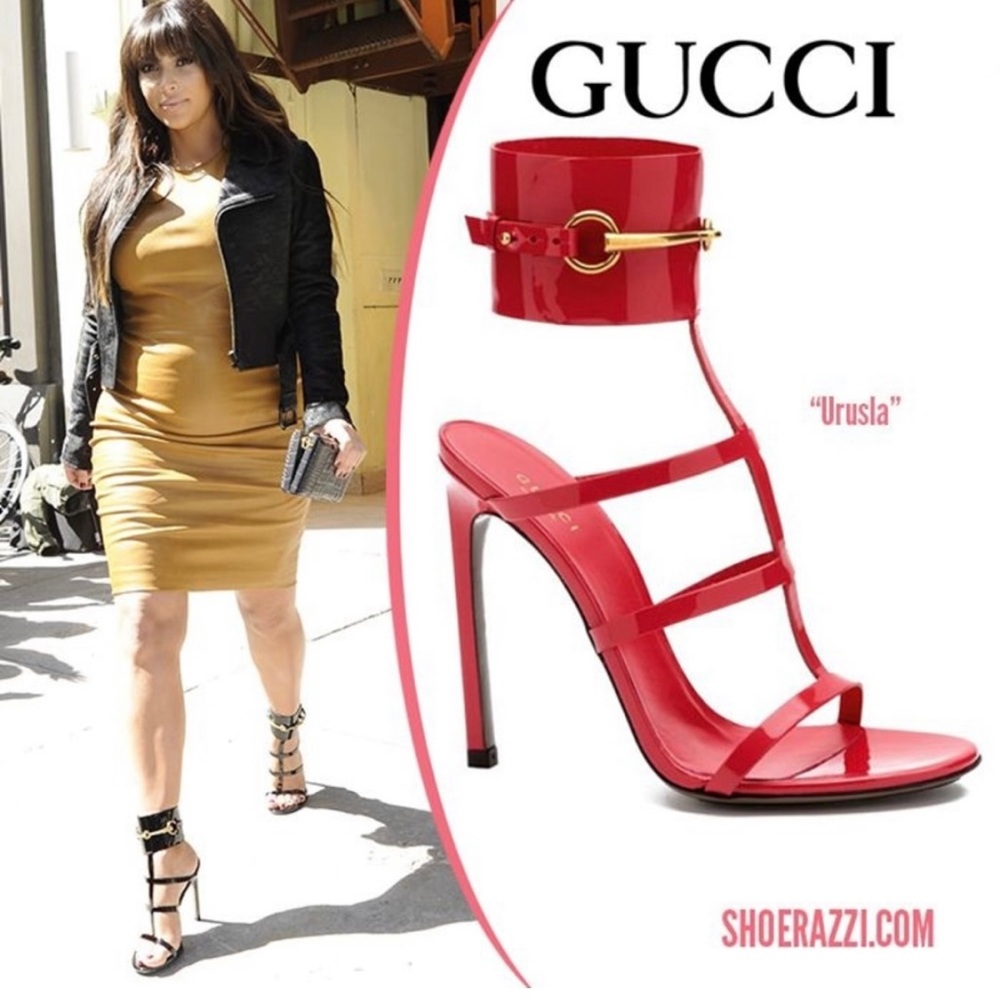 Authentic Gucci patent leather ankle strap sandal